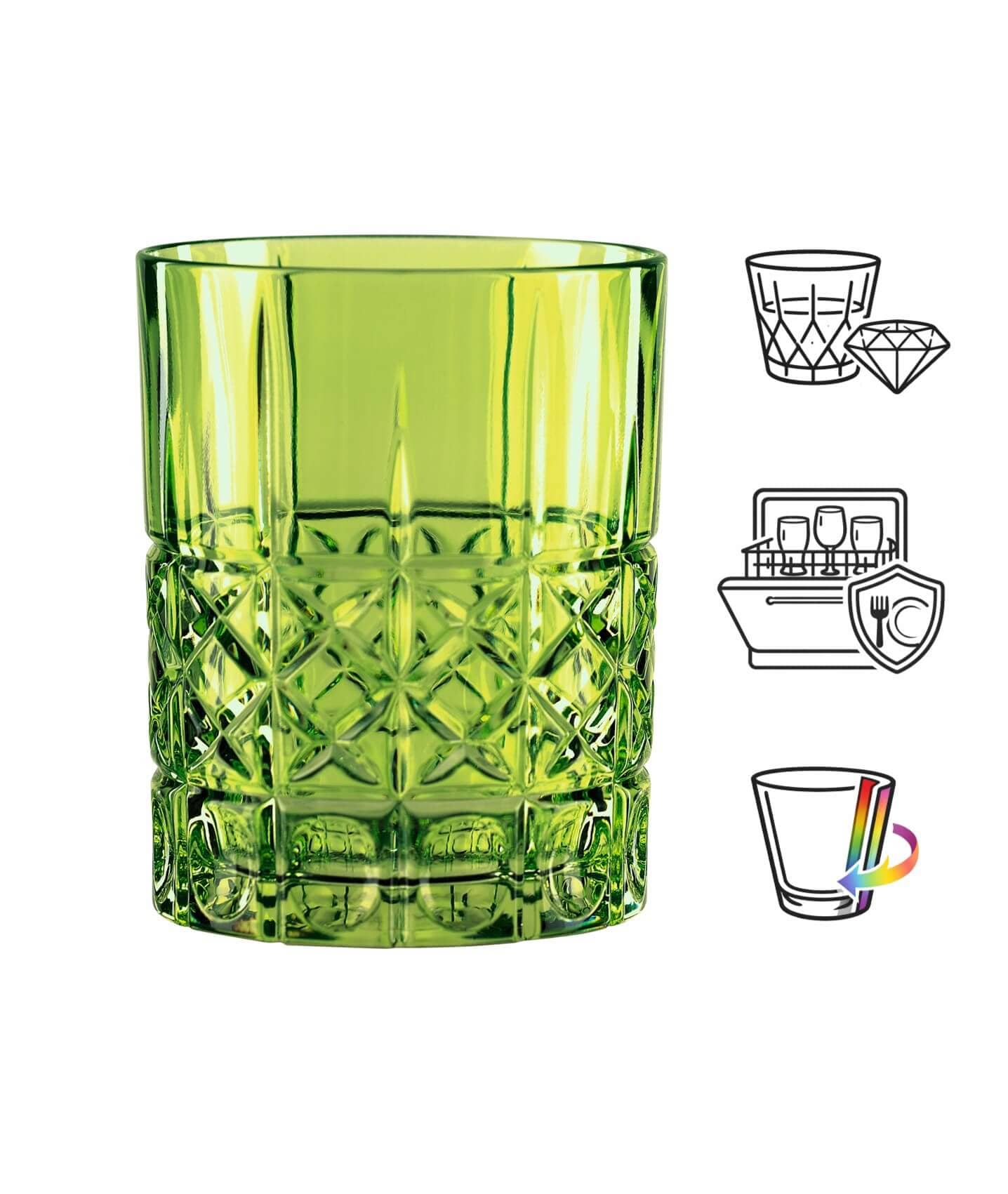 Vaso de whisky Highland Diamond reseda, Nachtmann - 345 ml (1 ud + embalaje decorativo)