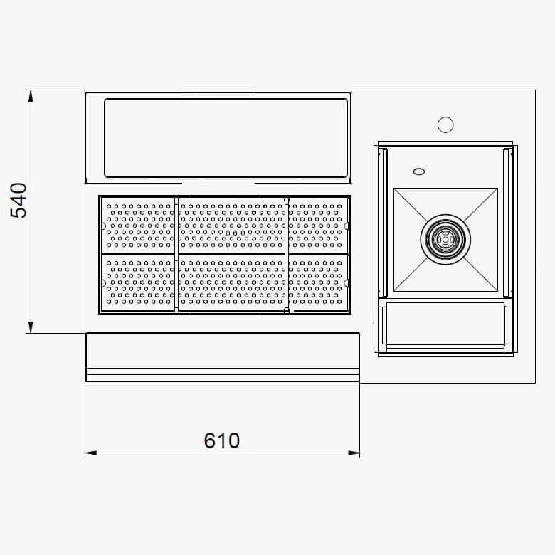 Meuble de bar compact avec évier, en acier inoxydable - 100 x 65 x 90 cm