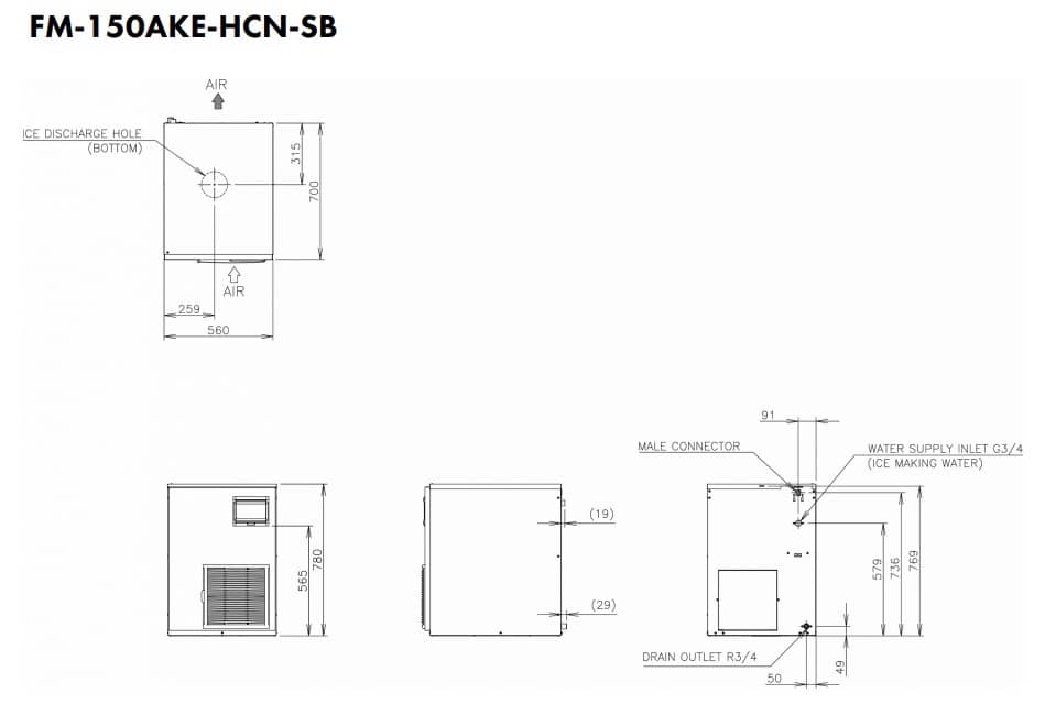 Hoshizaki FM-150AKE-HCN-SB - Nugget Ice Maker (140 kg)