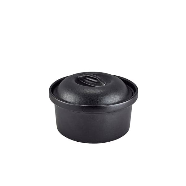 Auflaufform mit Deckel Forge Buffet Steingut Gusseisen-Optik – 20 cm (4 Stk.)