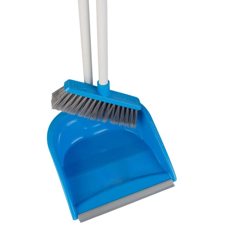 Kehrgarnitur Kehrschaufel mit Besen, blau - langer Griff