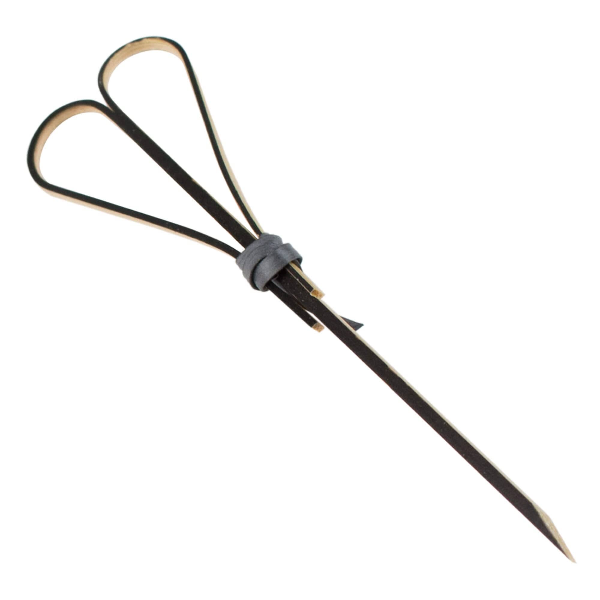 Brochetas de bambú con forma de corazón, beige y negro - 12 cm (100 uds)