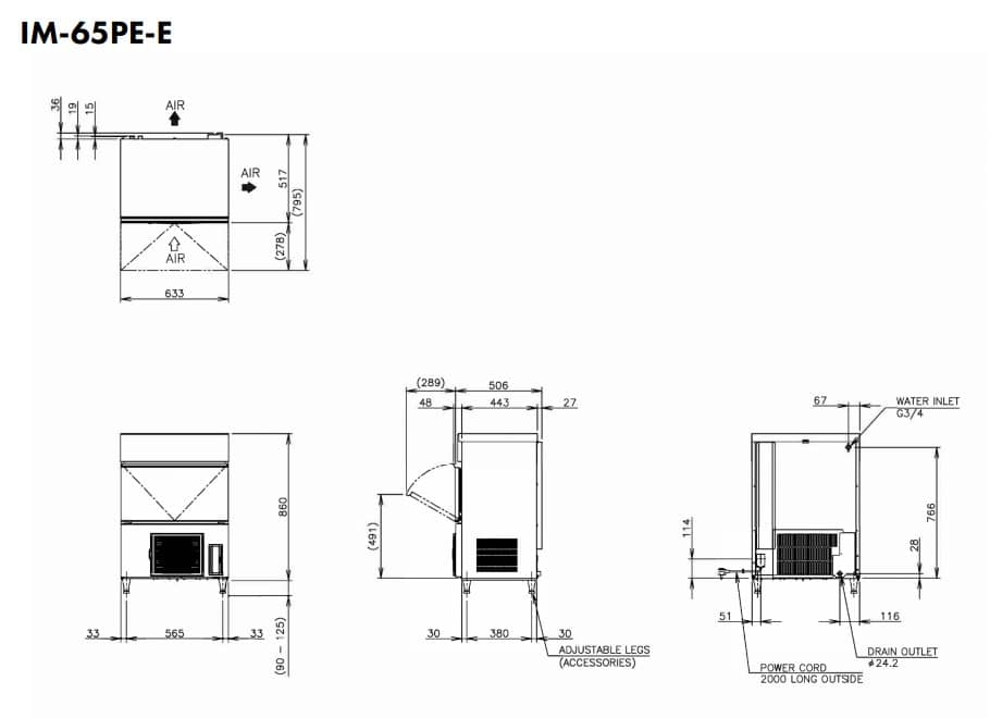 Hoshizaki Elite Cube IM-65PE-E - Standard Cube (28 x 28 x 32mm) 58kg
