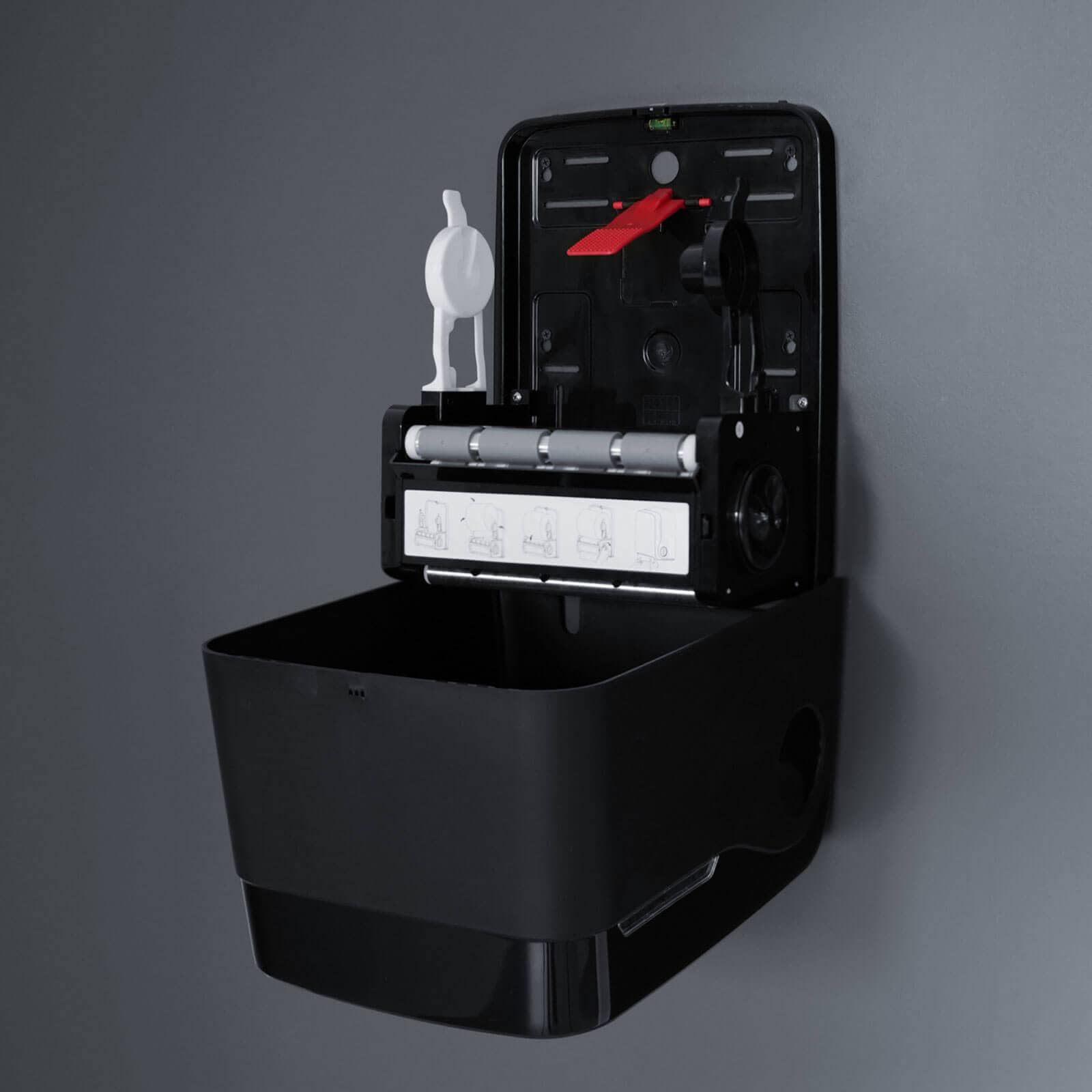 Distributeur de rouleaux d'essuie-mains Autocut pour rouleaux avec adaptateur - noir mat