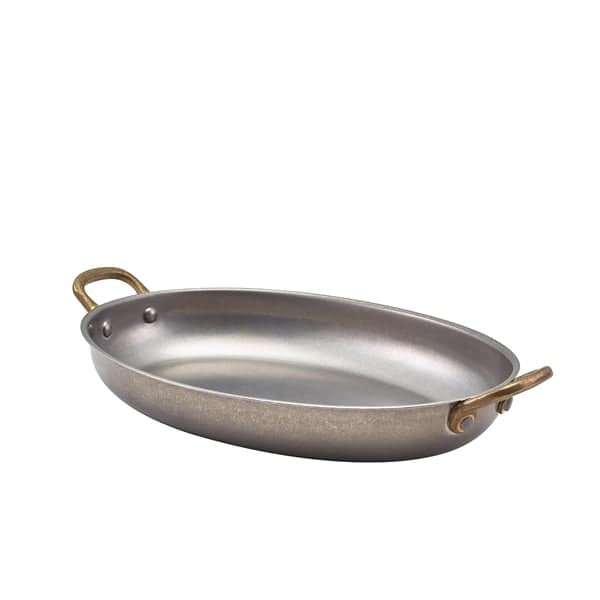 Oval bowl with handles, stainless steel, vintage - 24,5 x 17,5 cm (6 pcs.)