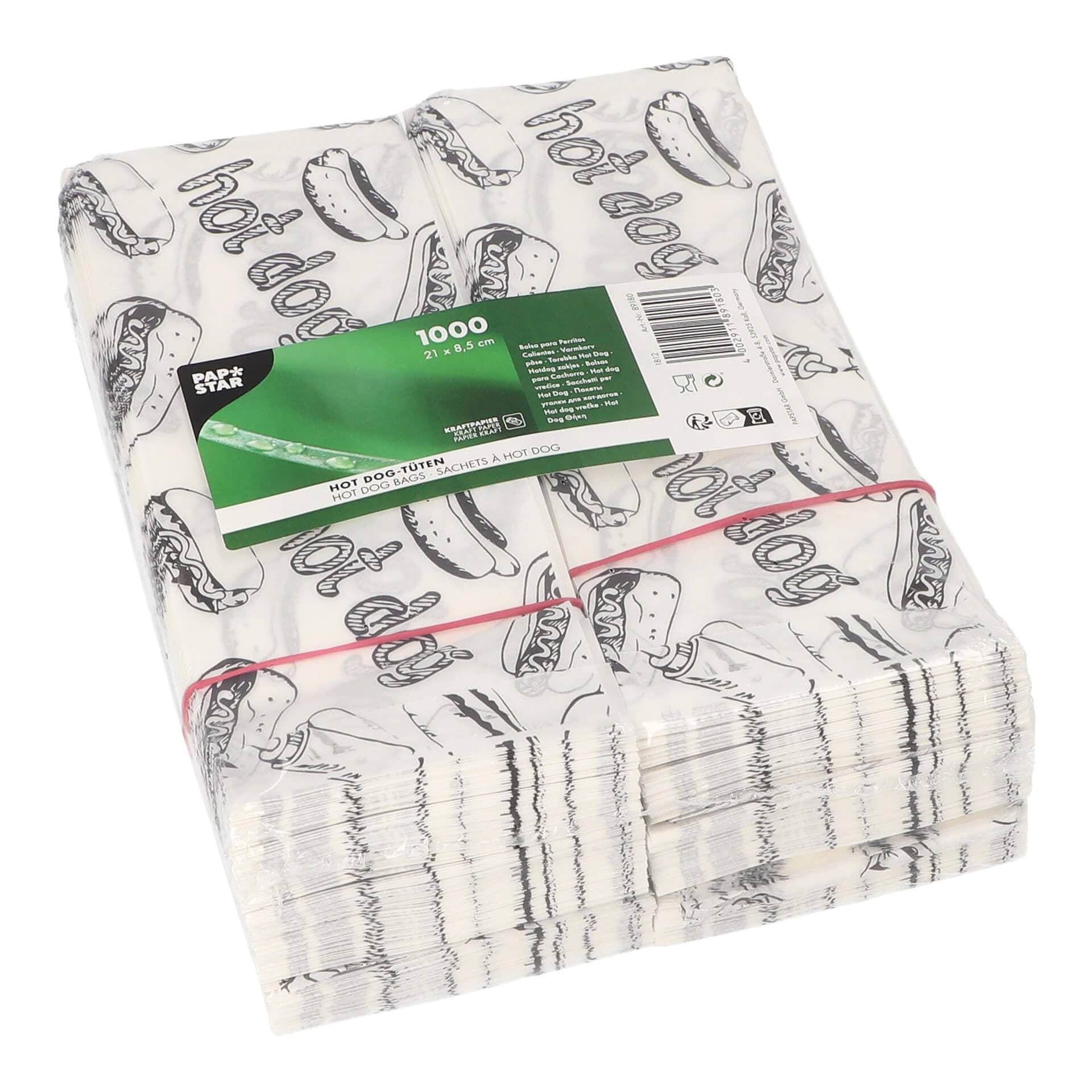 1,000 printed hot dog bags – 21 x 8.5 cm