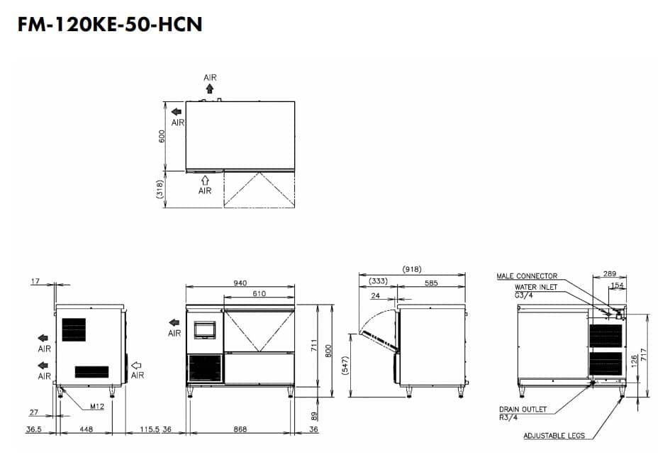 Hoshizaki FM-120KE-50-HCN - Máquina de hielo granulado (110 kg)