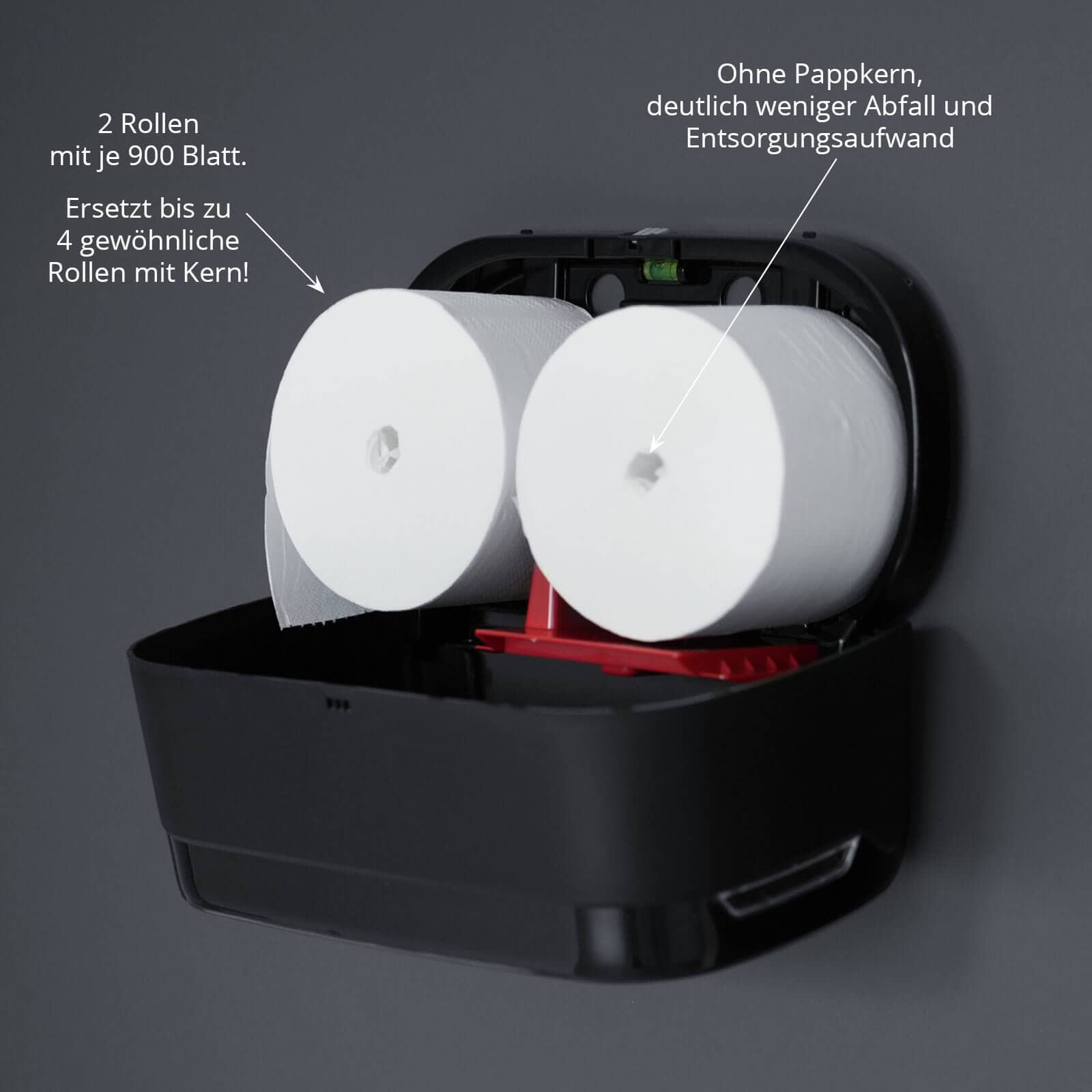 Distributeur de papier toilette pour 2 rouleaux sans mandrin - noir mat