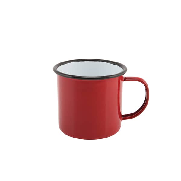 Emaille-Becher mit Henkel, rot - 360ml