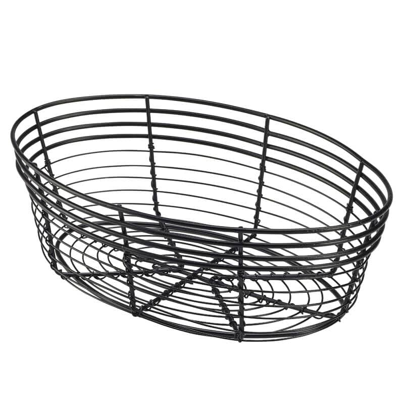 Panier en fil métallique / panier de service ovale, noir - 25,5 x 16 x 8 cm (6 pièces)