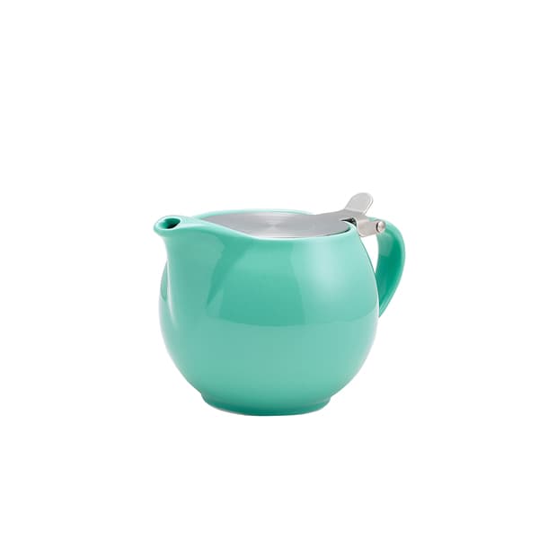 Tetera de porcelana verde, tapa de acero inoxidable, colador de té – 500 ml (6 uds)