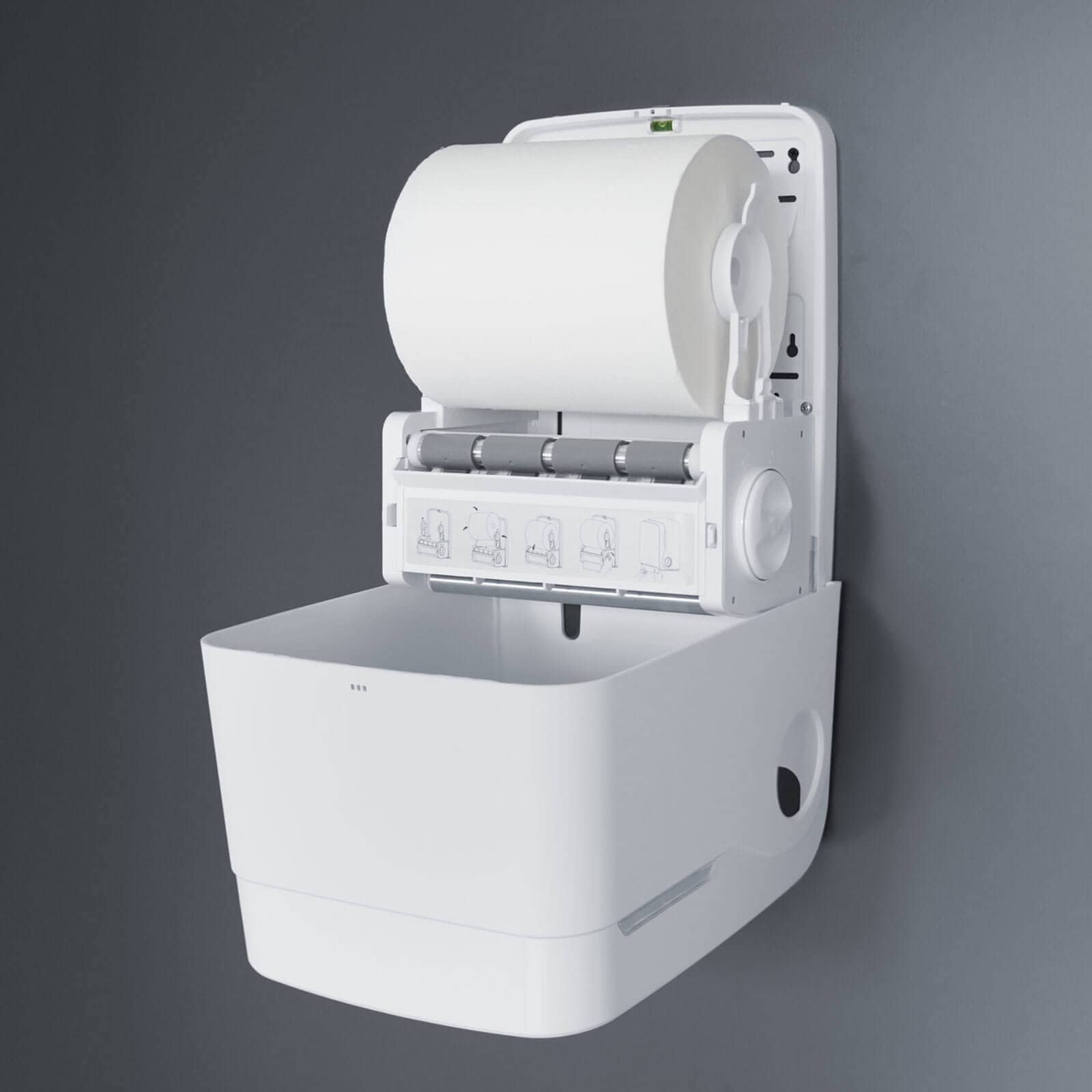 Distributeur de rouleaux d'essuie-mains Autocut pour rouleaux avec adaptateur - blanc mat