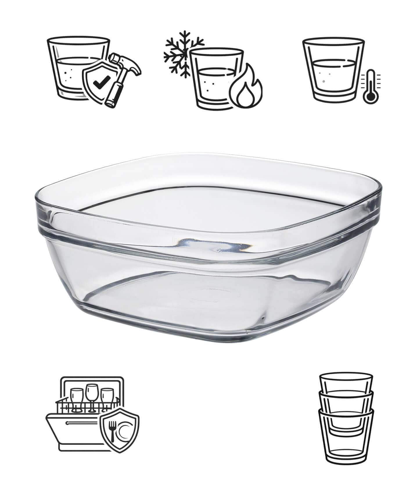 Stacking bowl square Lys Carré, Duralex - 20x20x8cm (6 pcs.)
