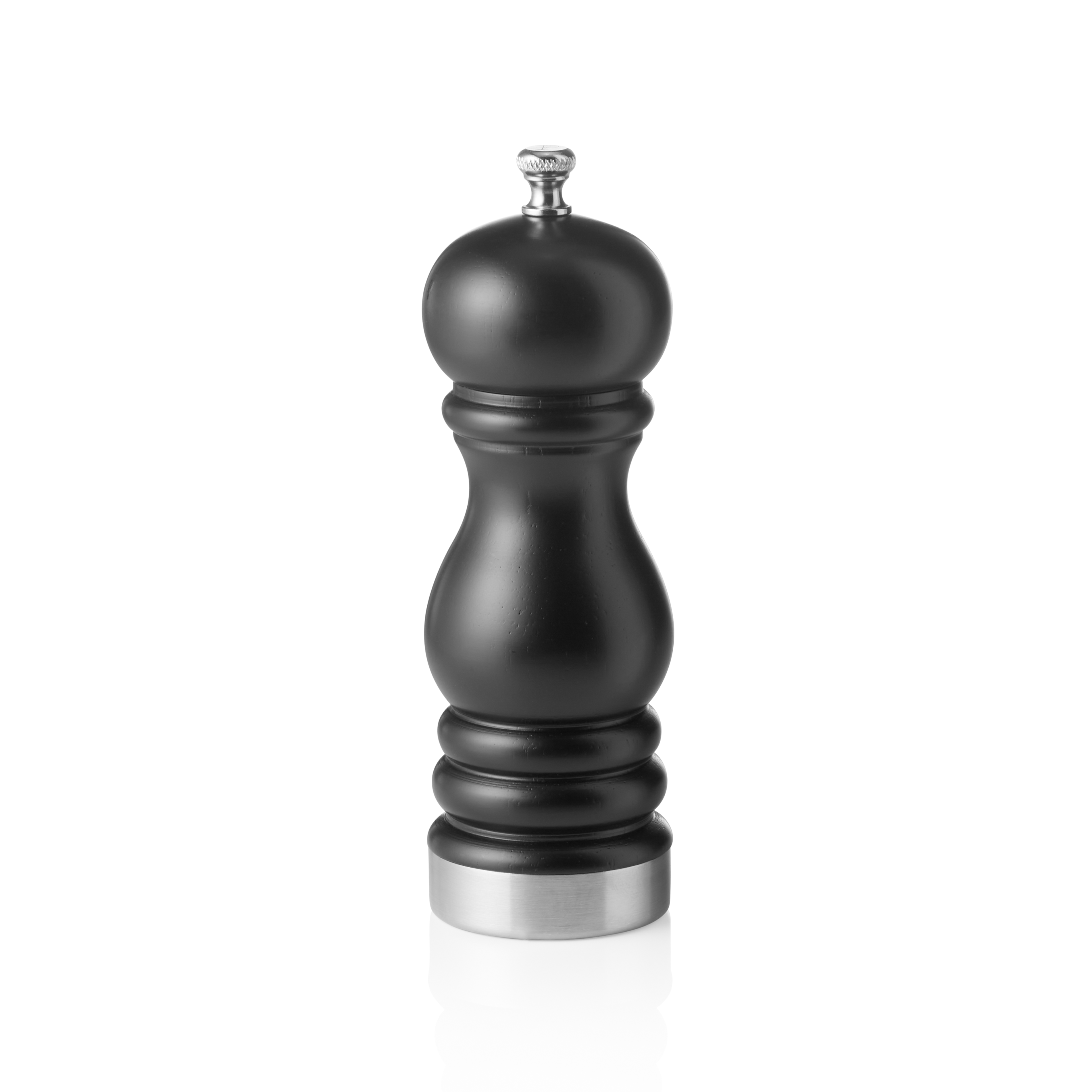 Pepper mill, rubber tree wood matt black - 15cm