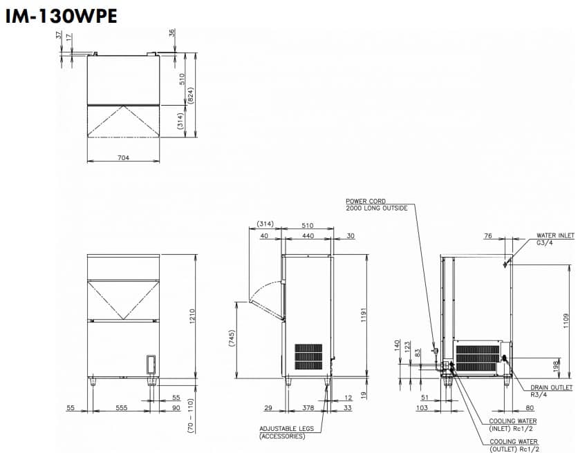 Hoshizaki IM-130WPE* - Cube Standard (28 x 28 x 32 mm) 108 kg