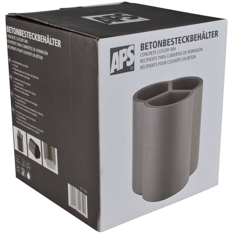 Cutlery bin, concrete, 3 compartments - 14,6x13cm
