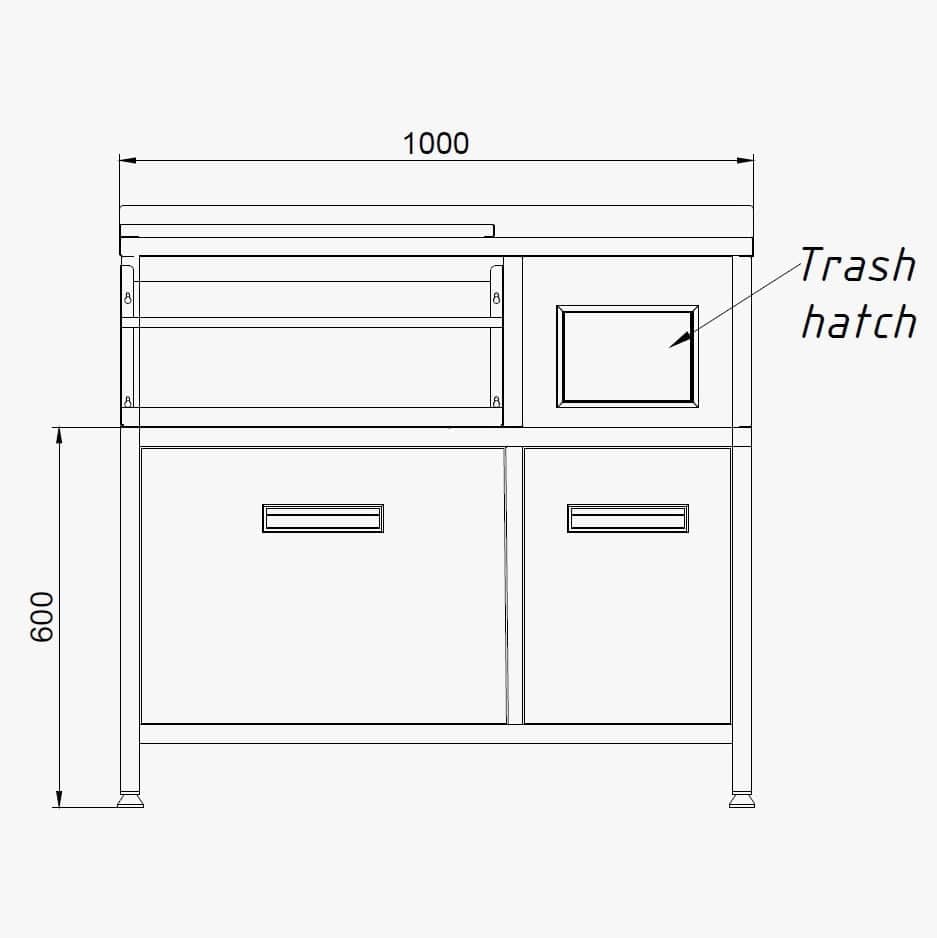 Meuble de bar compact avec évier, en acier inoxydable - 100 x 65 x 90 cm
