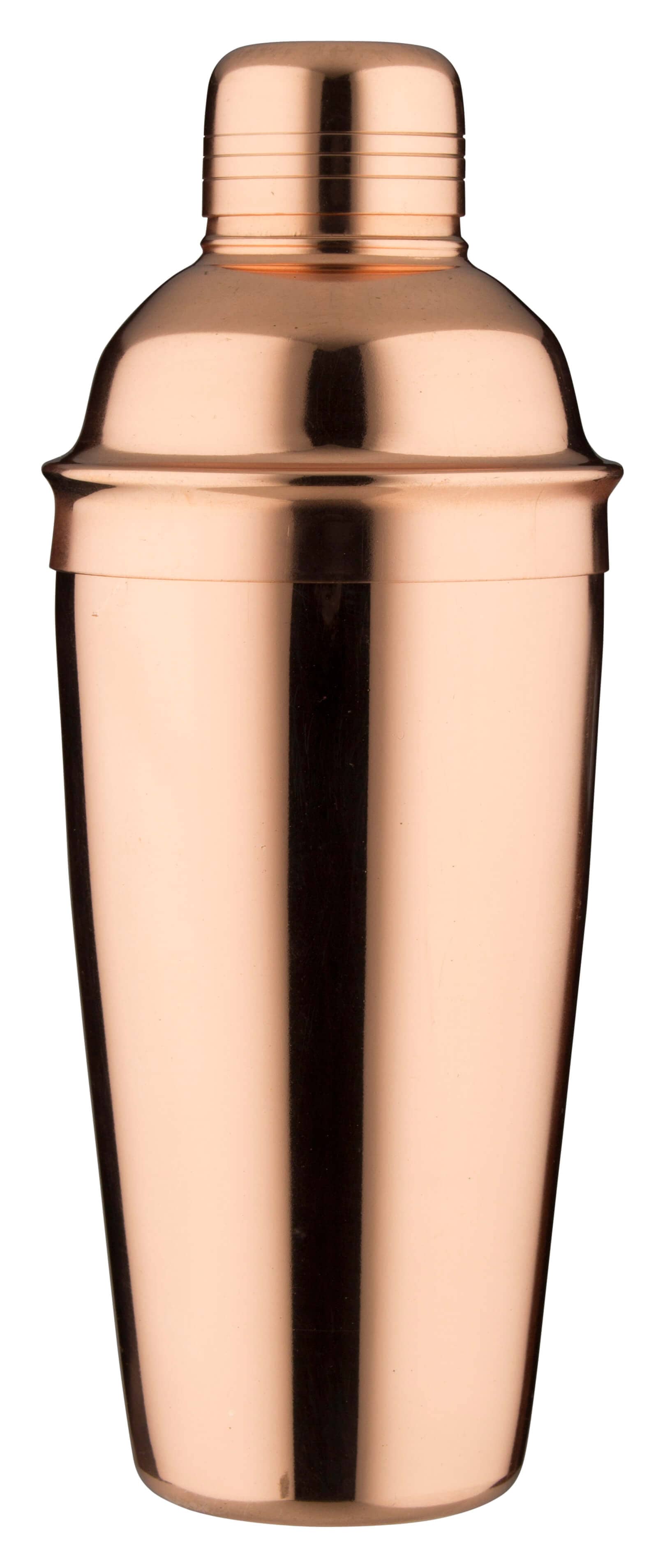 Cocktail shaker, stainless steel, copper-colored, polished, three-piece - 700 ml