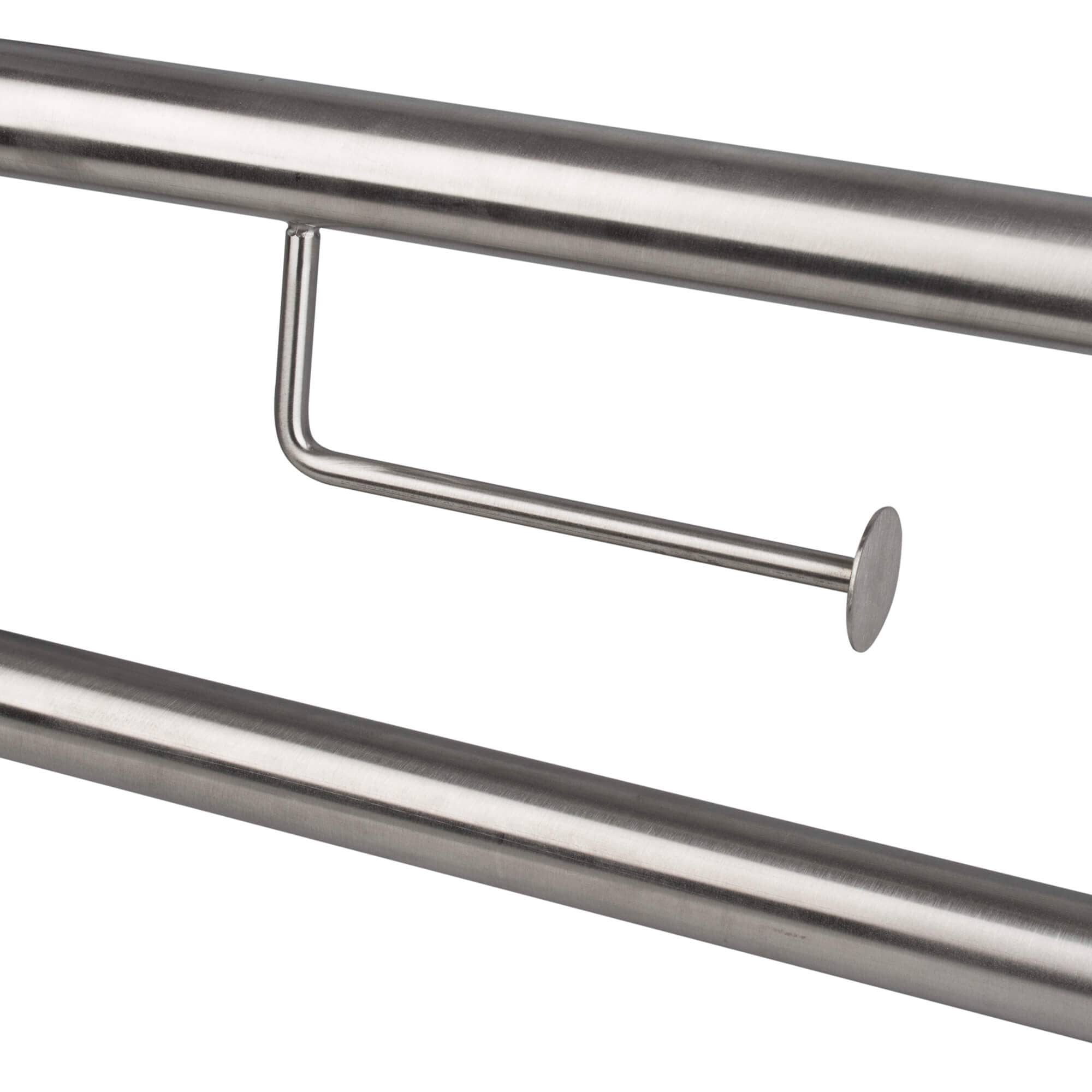 Main courante pliable avec support papier toilette, inox, en forme d'arc - 73cm