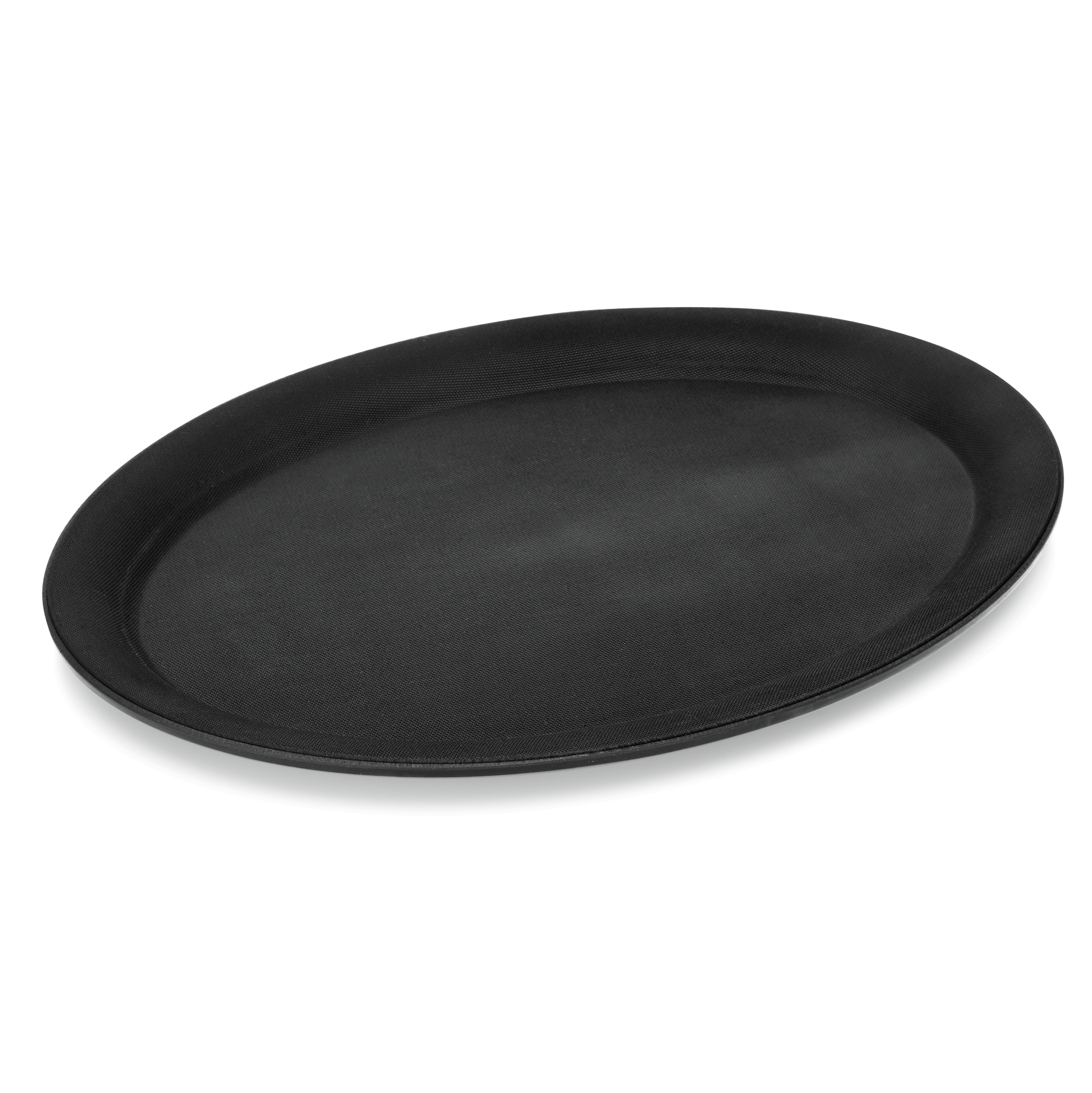 Oval tray, non-slip, black polypropylene - 29x22cm