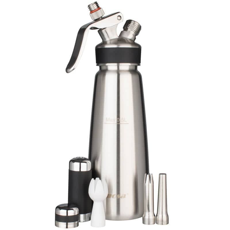 Sifón para nata Mosa, acero inoxidable cepillado - 500 ml