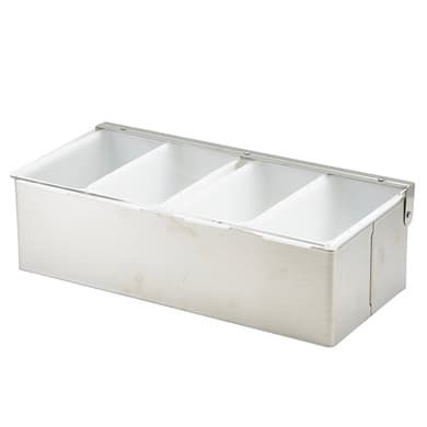 Contenedor de ingredientes de acero inoxidable - 4 compartimentos (29,5 x 14 x 9 cm)