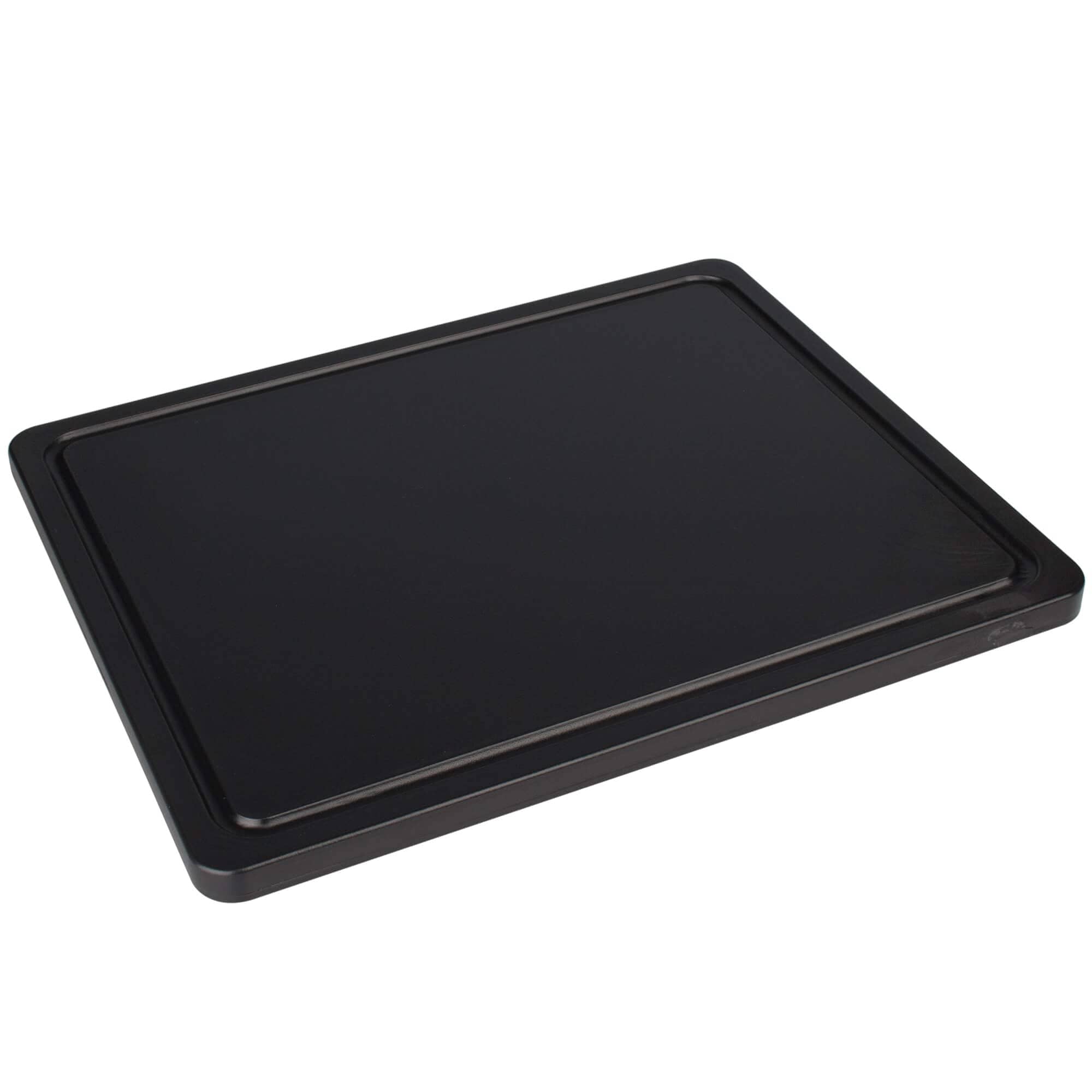 Cutting board with juice groove, HDPE black - 32,5x26,5x1,4cm