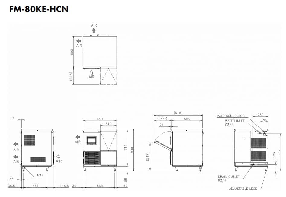 Hoshizaki FM-80KE-HCN - Machine à glace en pépites (75 kg)