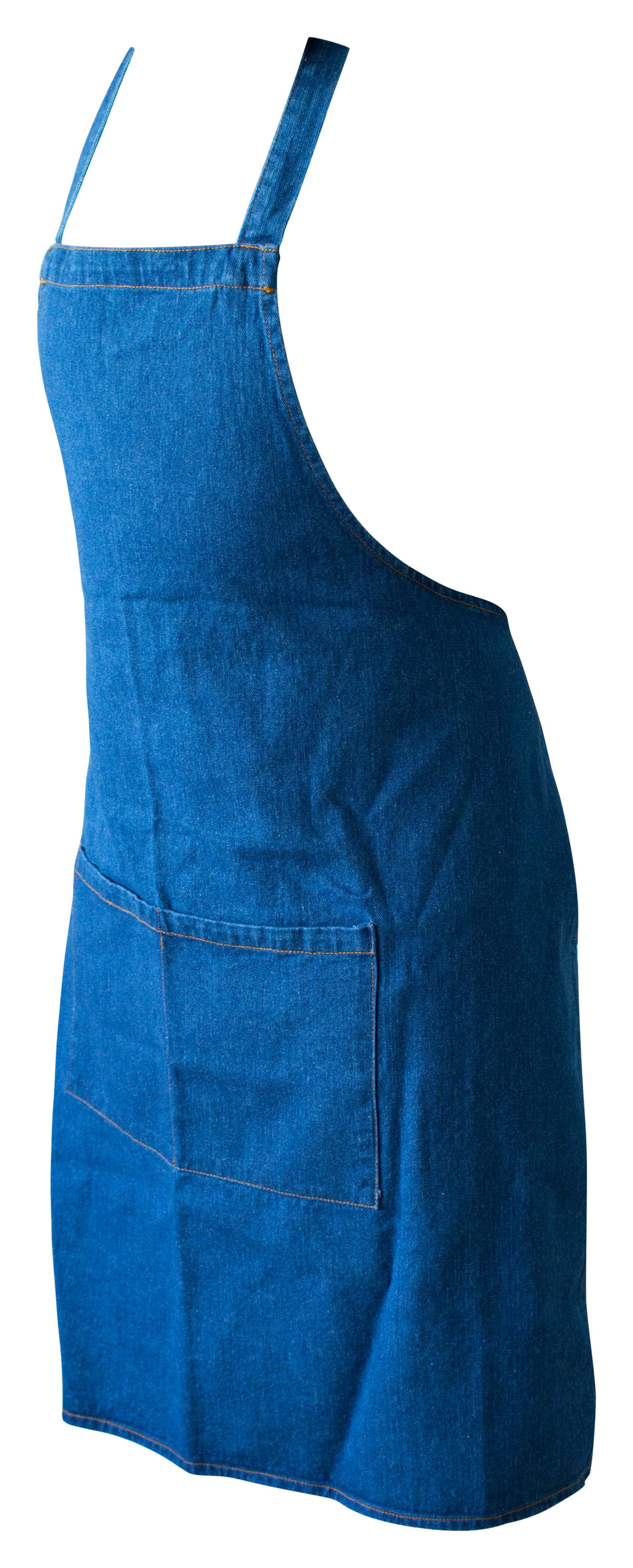 Bib apron, Denim, 90x70cm - washed (light)