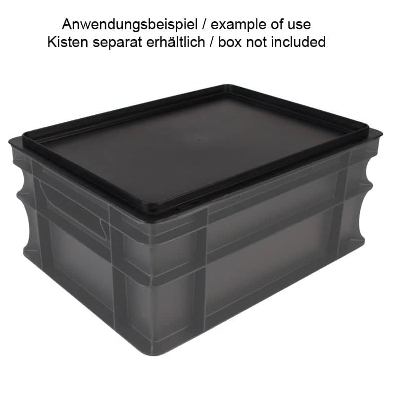 Tapa para caja de transporte Euronorm negra - 40 x 30 x 1,9 cm