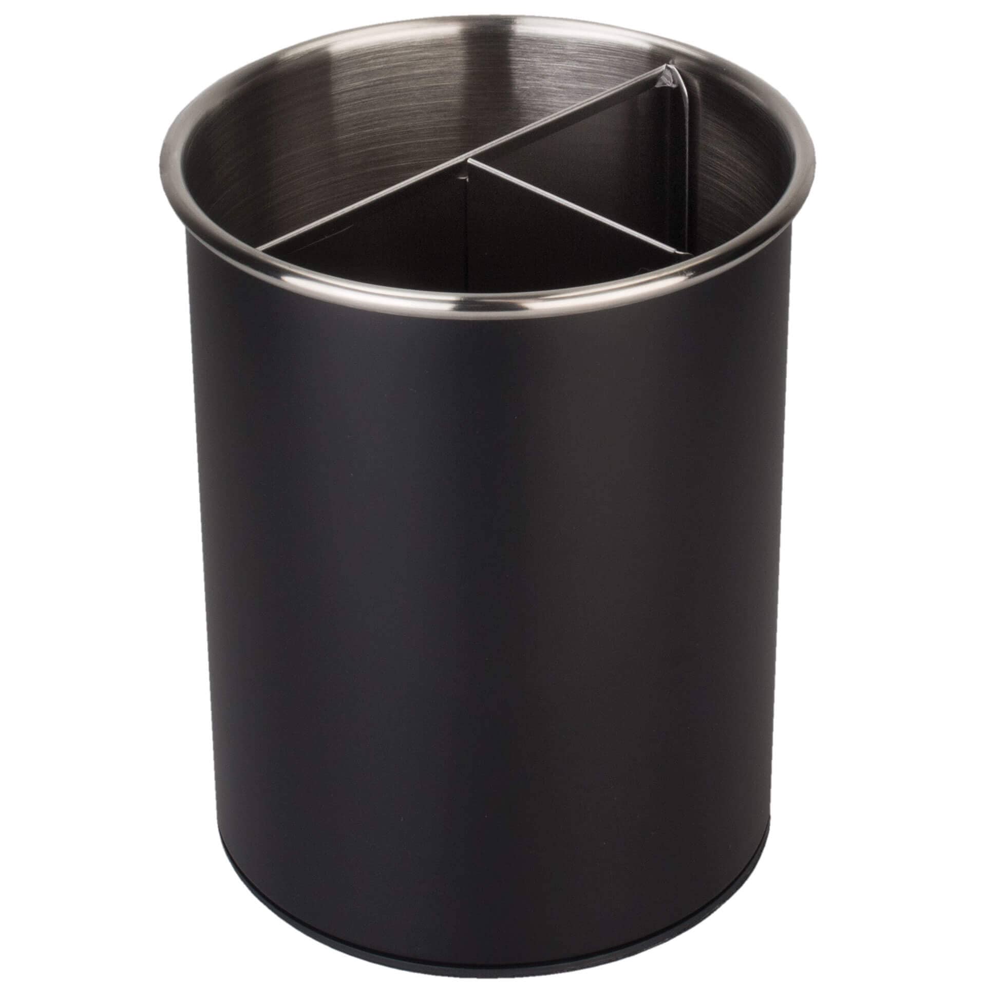 Porte-couverts en acier inoxydable, 3 compartiments, pivotant - noir