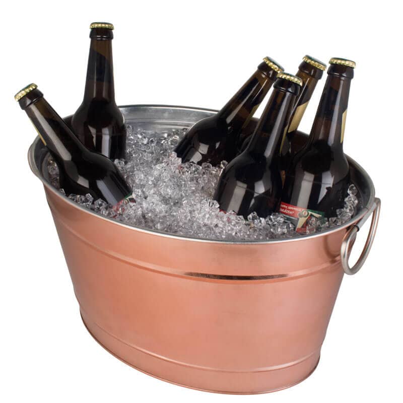 Cubeta para bebidas de metal color cobre, con inserto - 40 x 28 x 22 cm