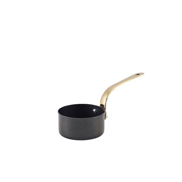 Mini cacerola para salsas, acero inoxidable negro vintage - 7 x 3,75 cm (6 uds)