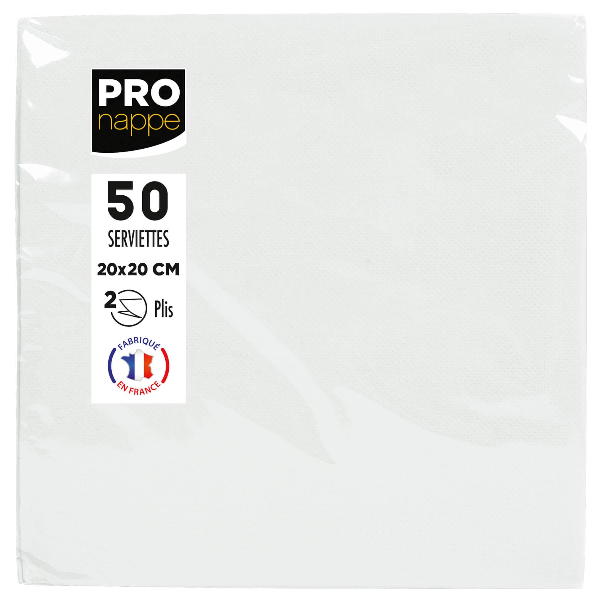 Cocktail napkins, 20x20 cm, 1/4 fold, 2-ply, micro-embossed - white (50 pcs.)
