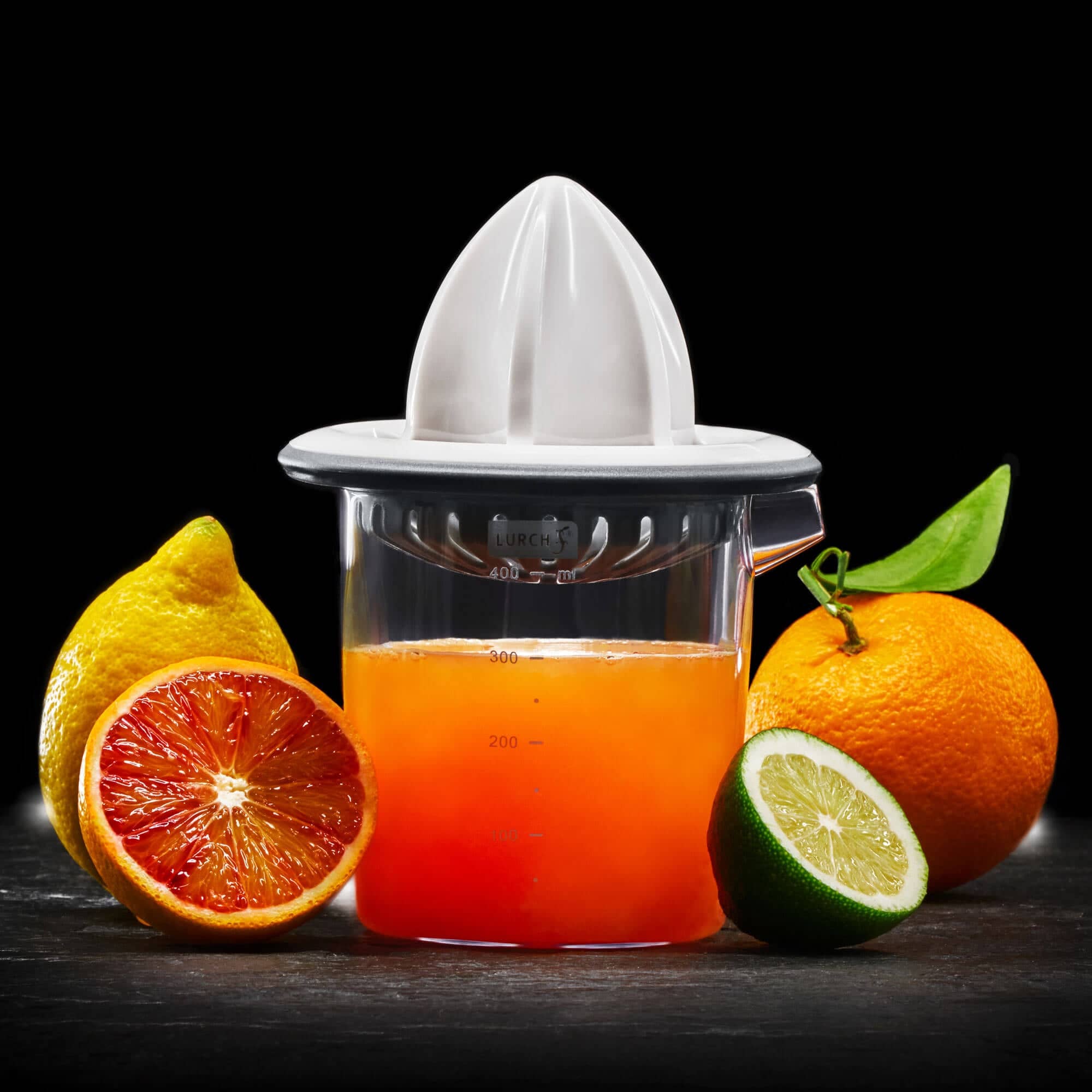 Exprimidor de cítricos Lurch, manual, con vaso y tapa