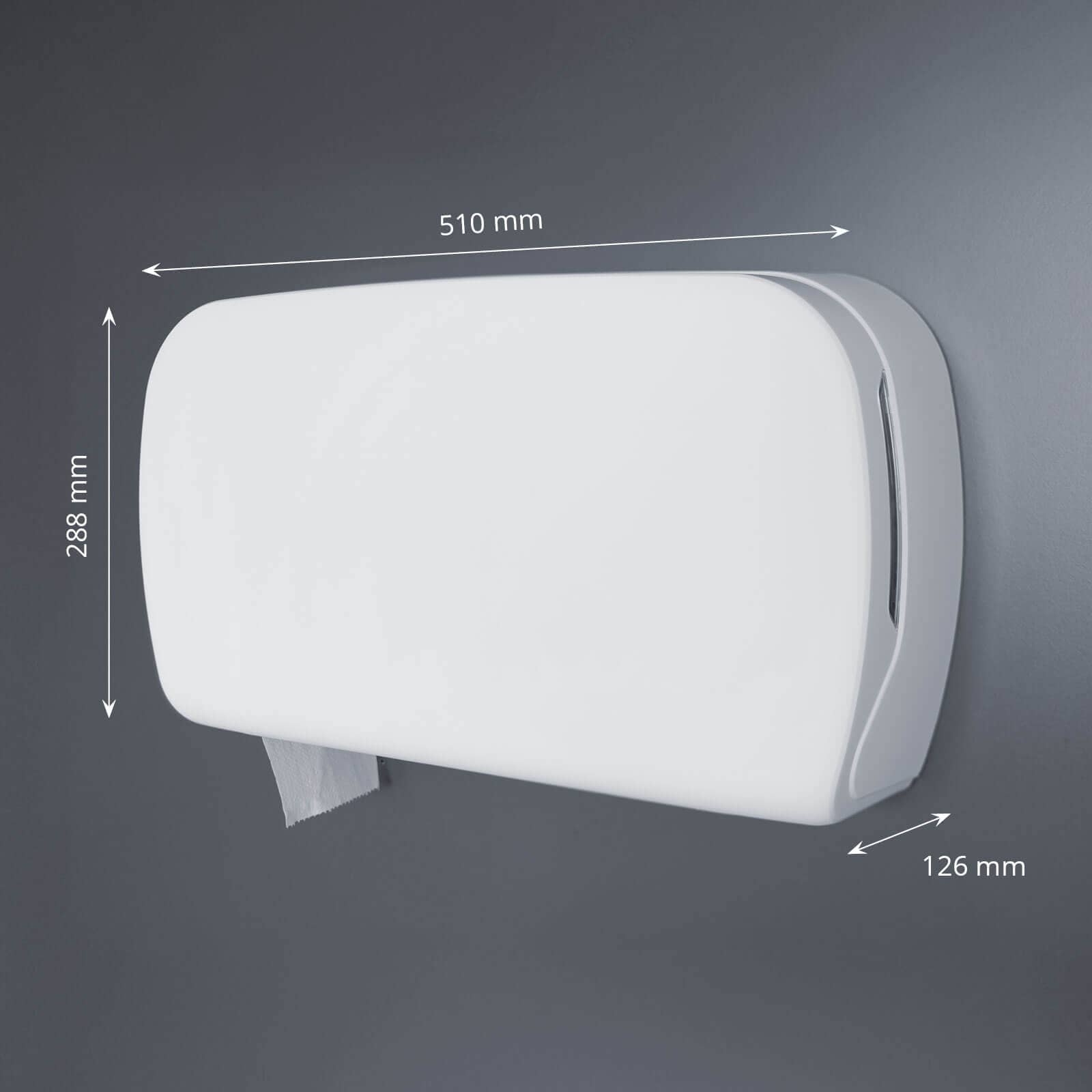 Distributeur de papier toilette Maxi Jumbo pour 2 rouleaux - blanc mat