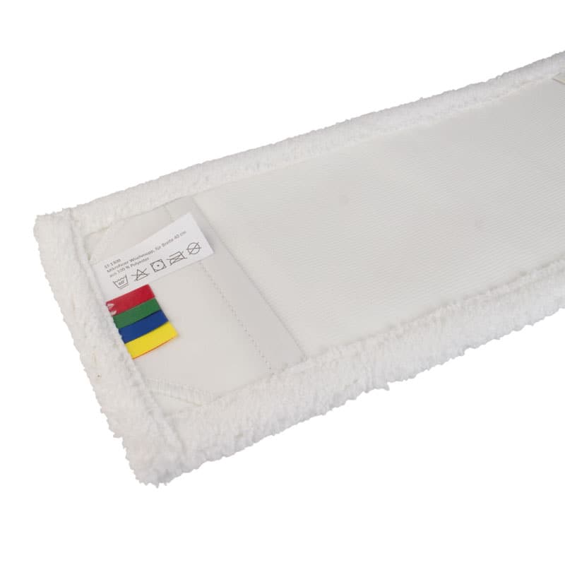 Fregona de microfibra con bolsillos, poliéster blanco - 40 cm