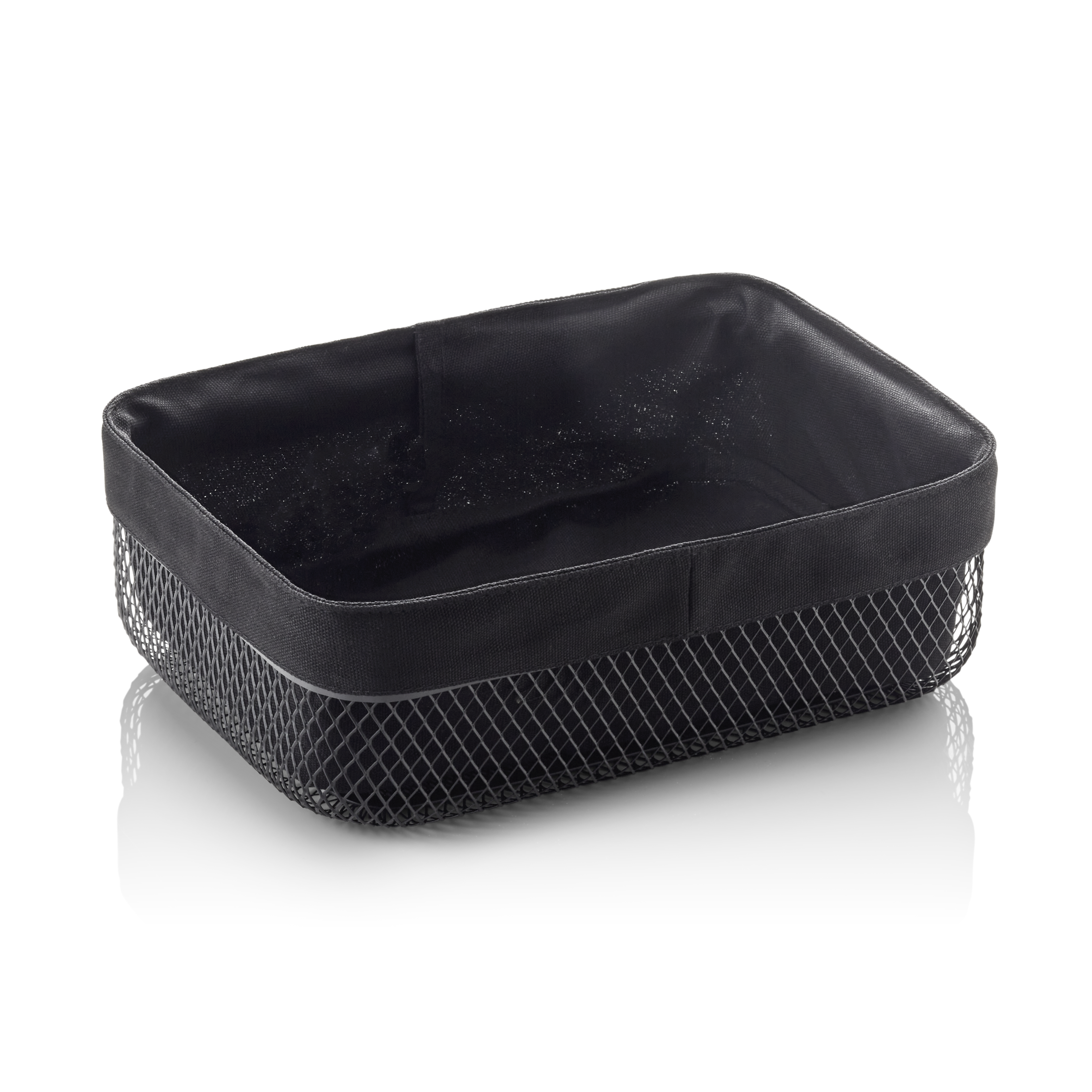 Metal/cotton basket, black - 27,5x20x8,5cm