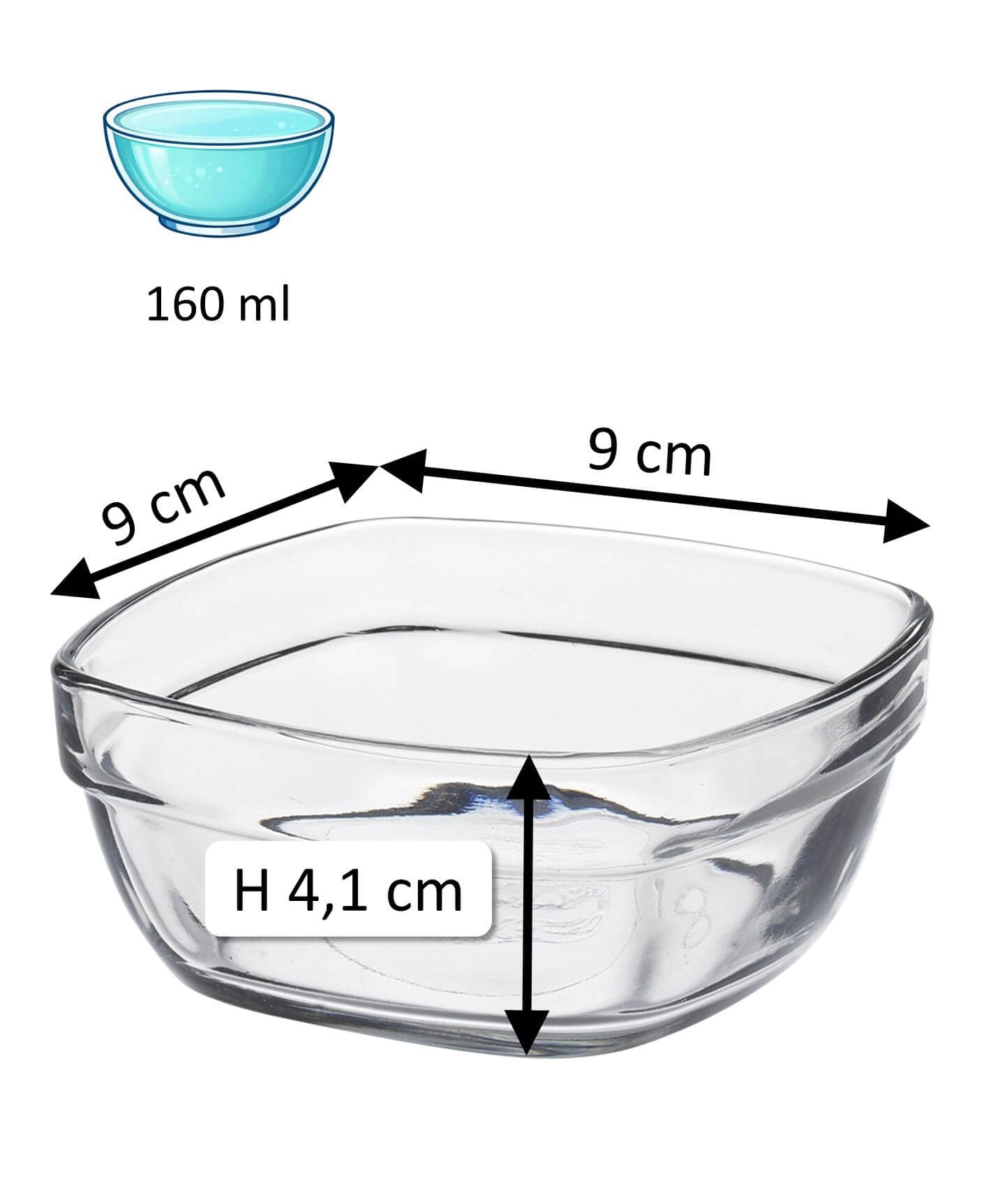 Bol empilable carré Lys Carré, Duralex - 9 x 9 x 4,1 cm (1 pièce)