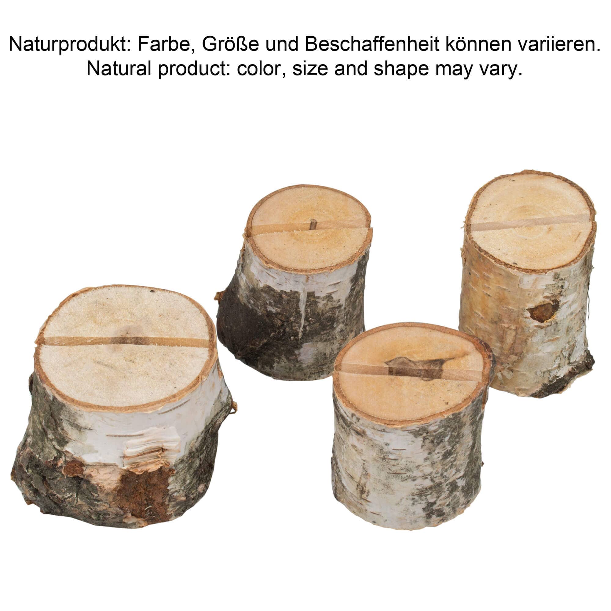 Sujeta tarjetas de abedul, aspecto de tronco de árbol - aprox. 4 cm