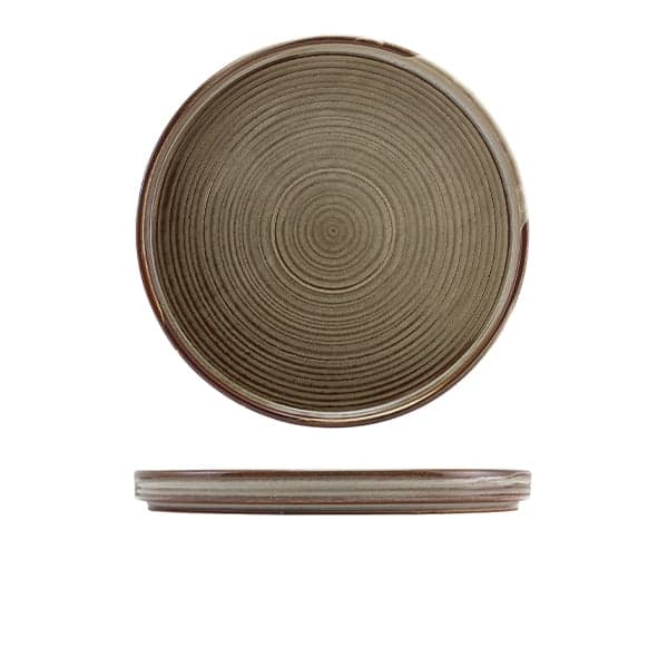 Assiette de présentation basse Terra Smoke Grey – 25 cm (6 pcs)