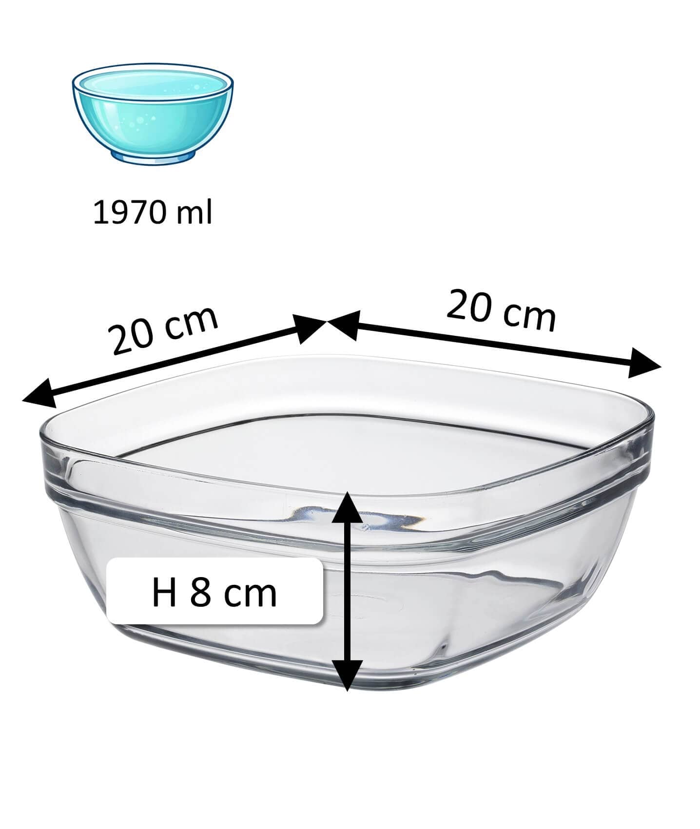 Stacking bowl square Lys Carré, Duralex - 20x20x8cm (6 pcs.)