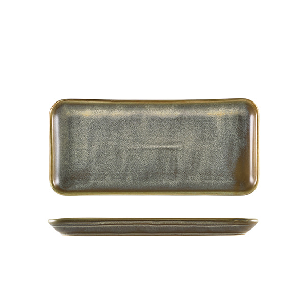 Plaque rectangulaire étroite Terra Matt Grey – 27 × 12,5 cm (6 pcs)