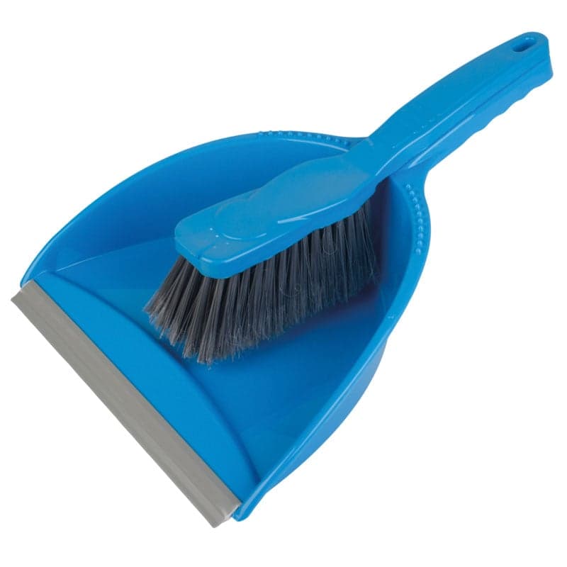 Hand dustpan and brush set, blue - short handle