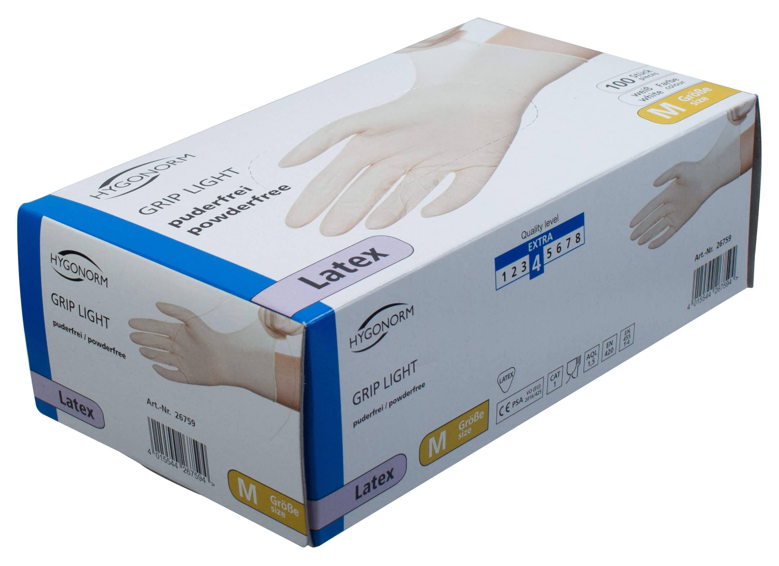 Gants en latex blancs, non poudrés - taille M (100 pcs)