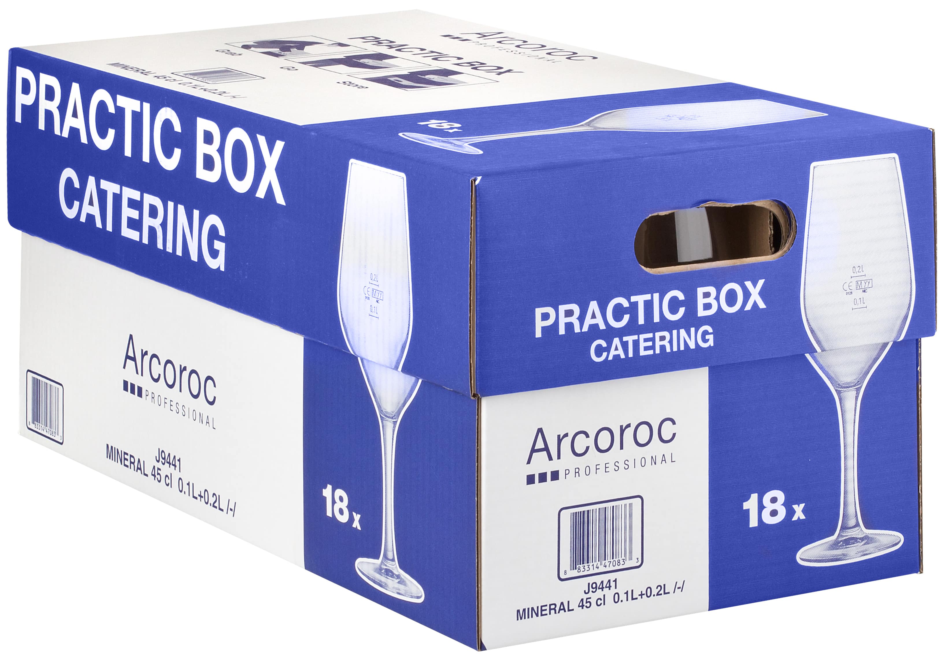 Arcoroc Verre à vin, Mineral- 450ml, 0,1l + 0,2l repère (18 pcs.)