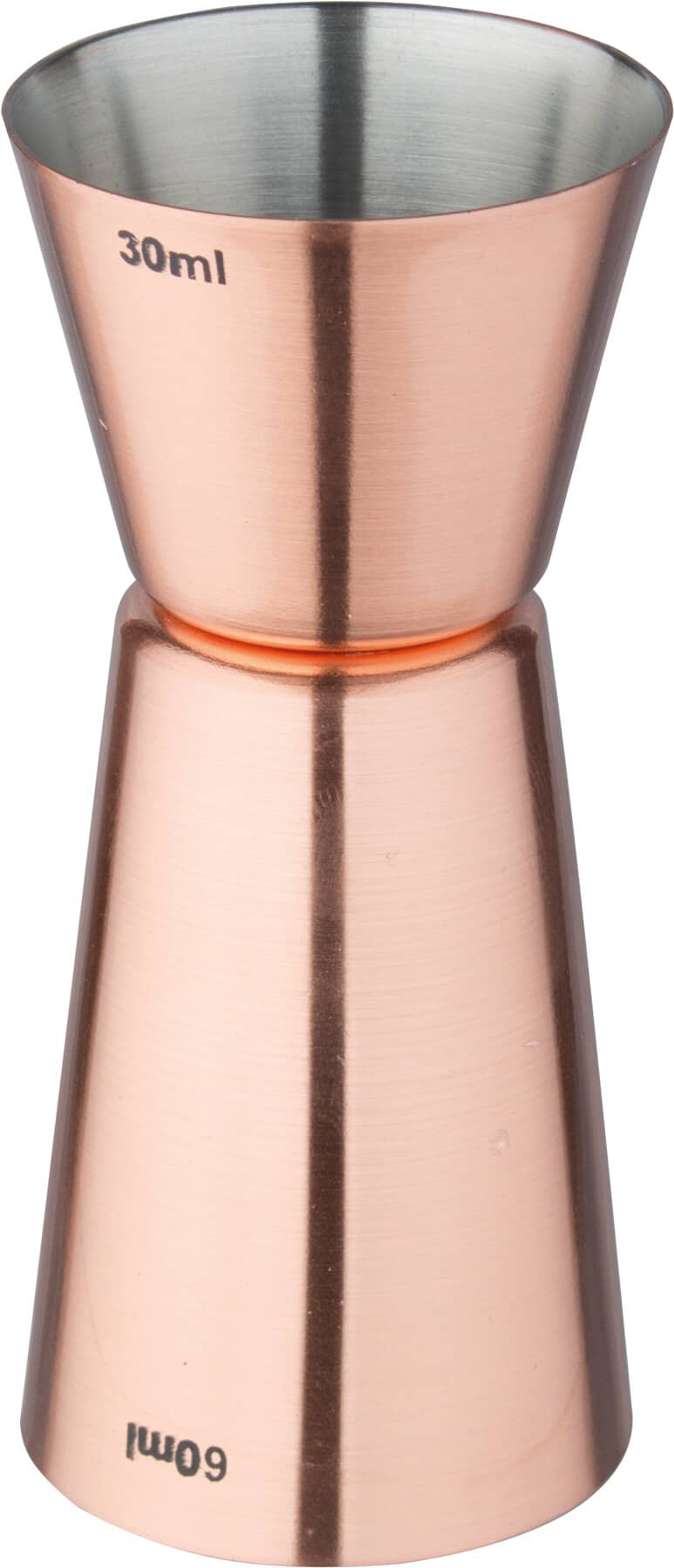 Medidor doble, color cobre - acero inoxidable (3/6 cl)