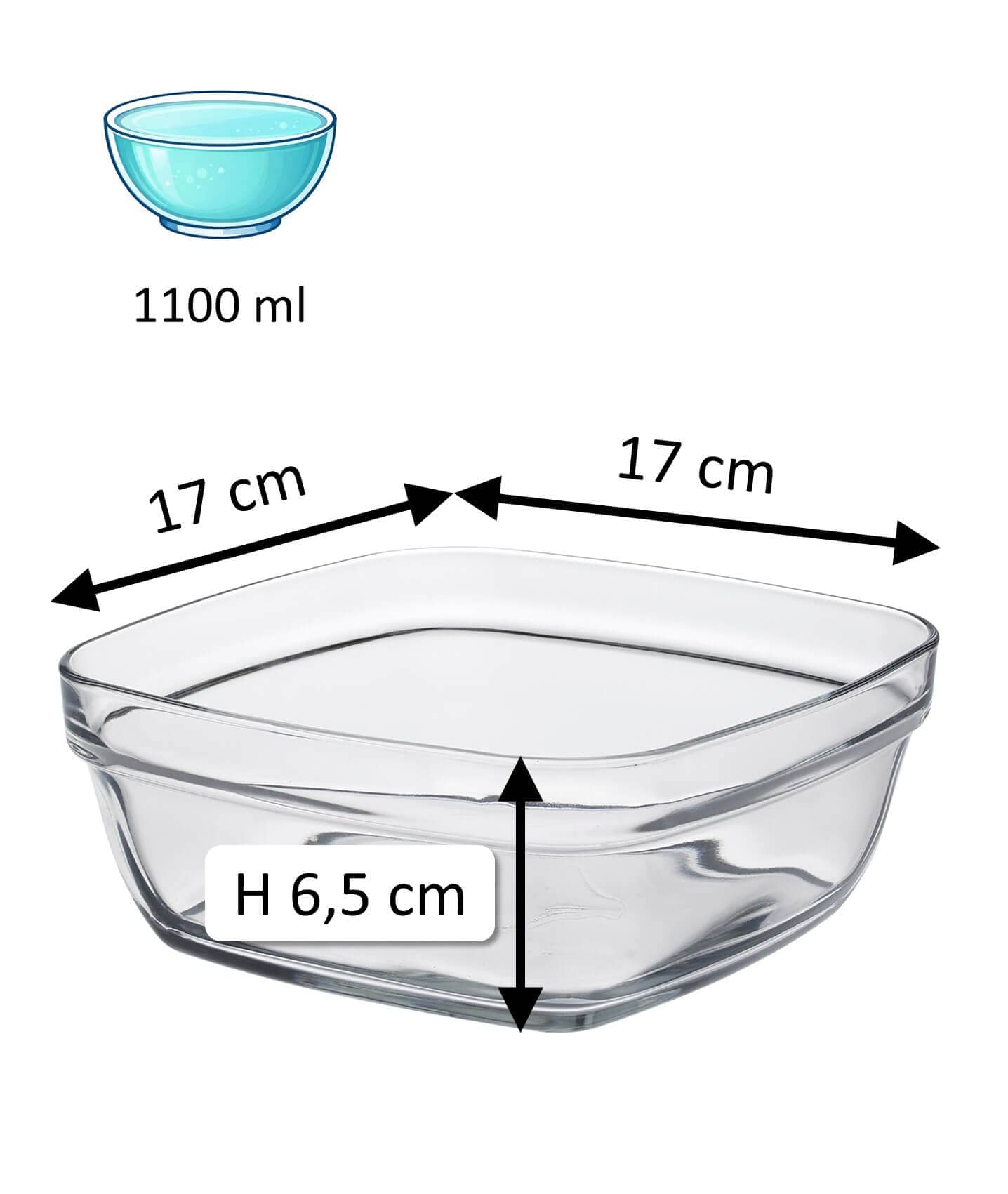 Bol empilable carré Lys Carré, Duralex - 17 x 17 x 6,5 cm (6 pièces)