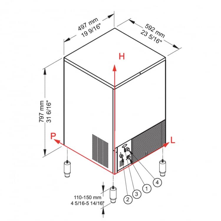 Fabricador de cupitos de hielo Brema serie CB 425A HC - Cono de hielo (48 kg)