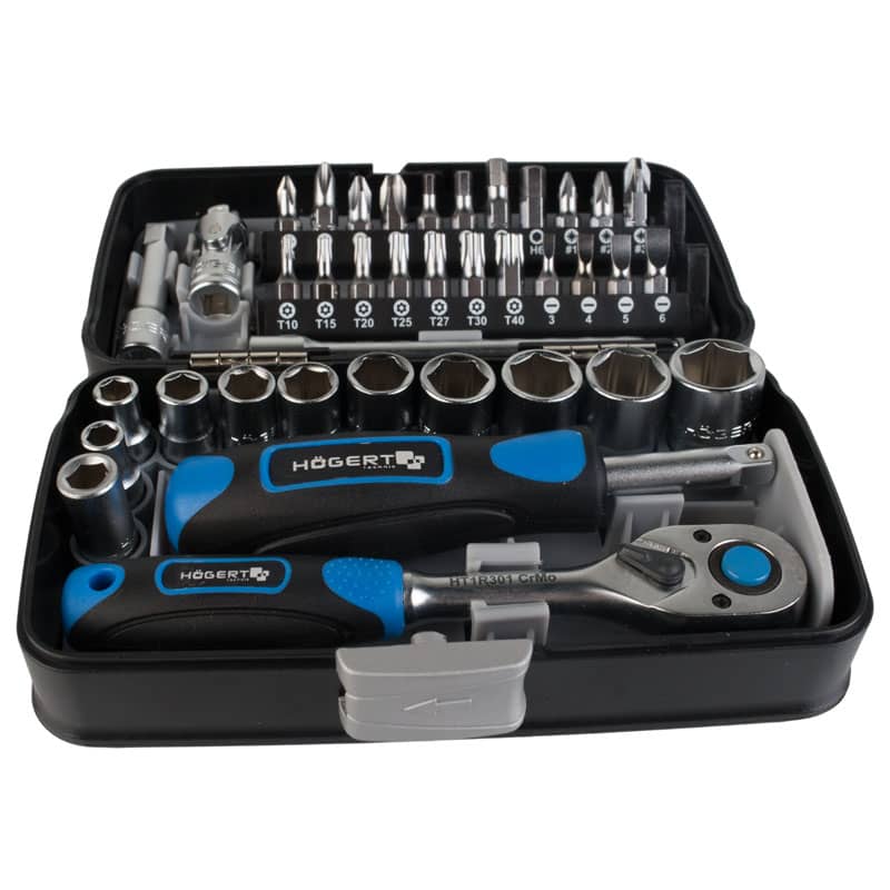 Jeu de clés à douille, embouts et accessoires 1/4” (38 pièces)